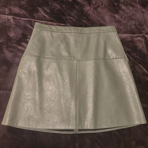 Zara Basic Olive Green Faux Leather Skirt - M
